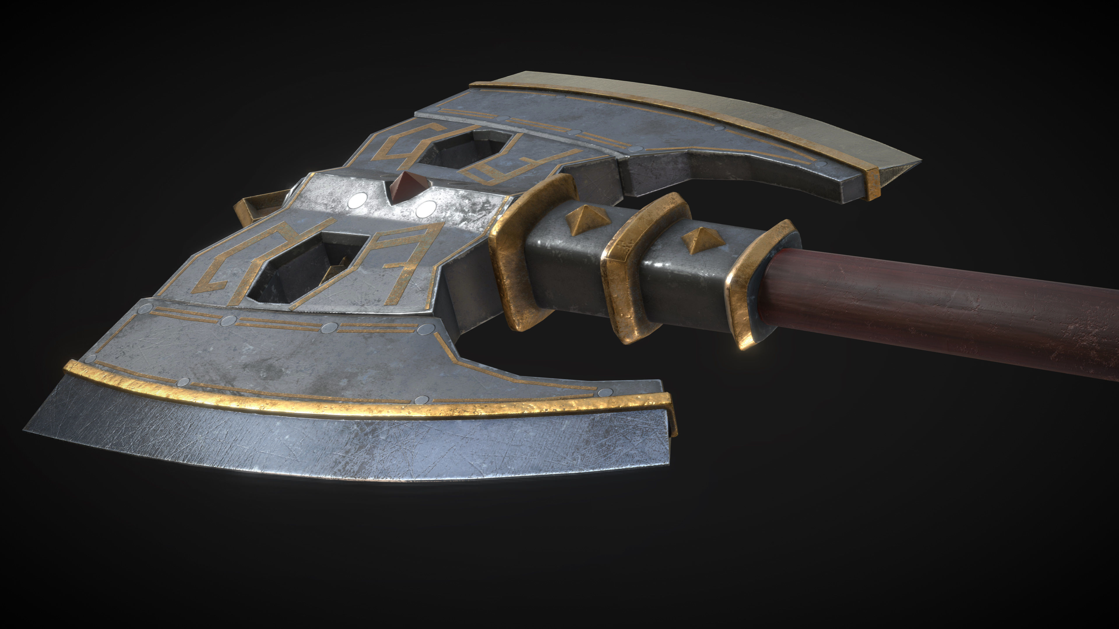 Fantasy Great Axe 02 Low-poly 3D model_5