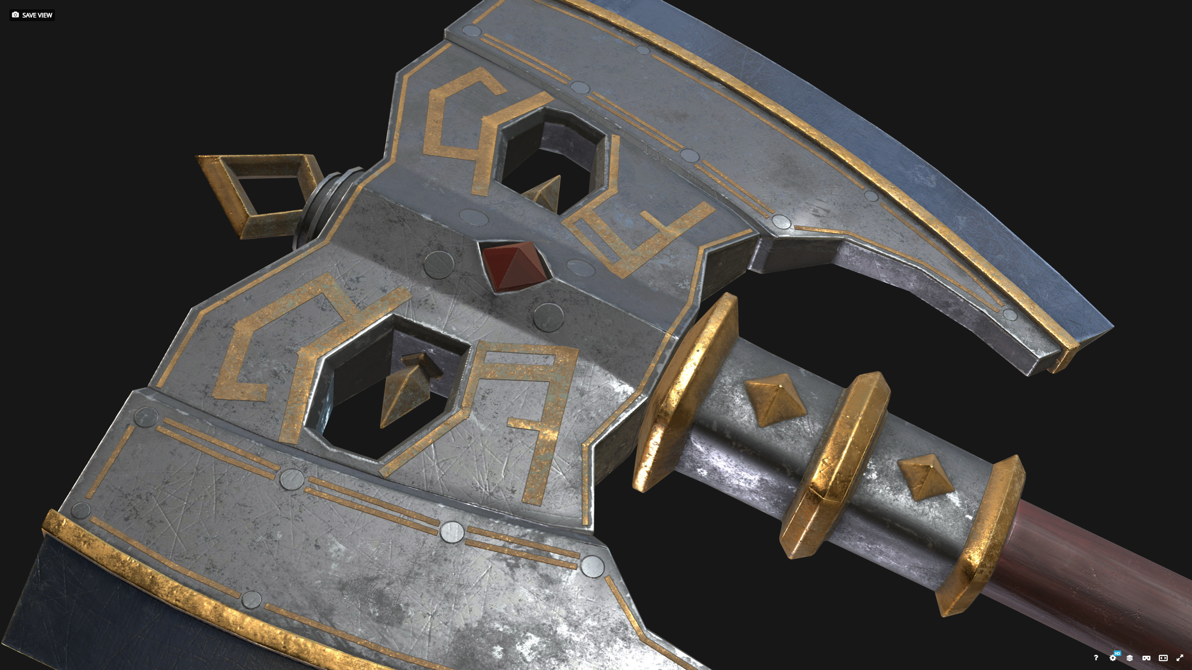 Fantasy Great Axe 02 Low-poly 3D model_3
