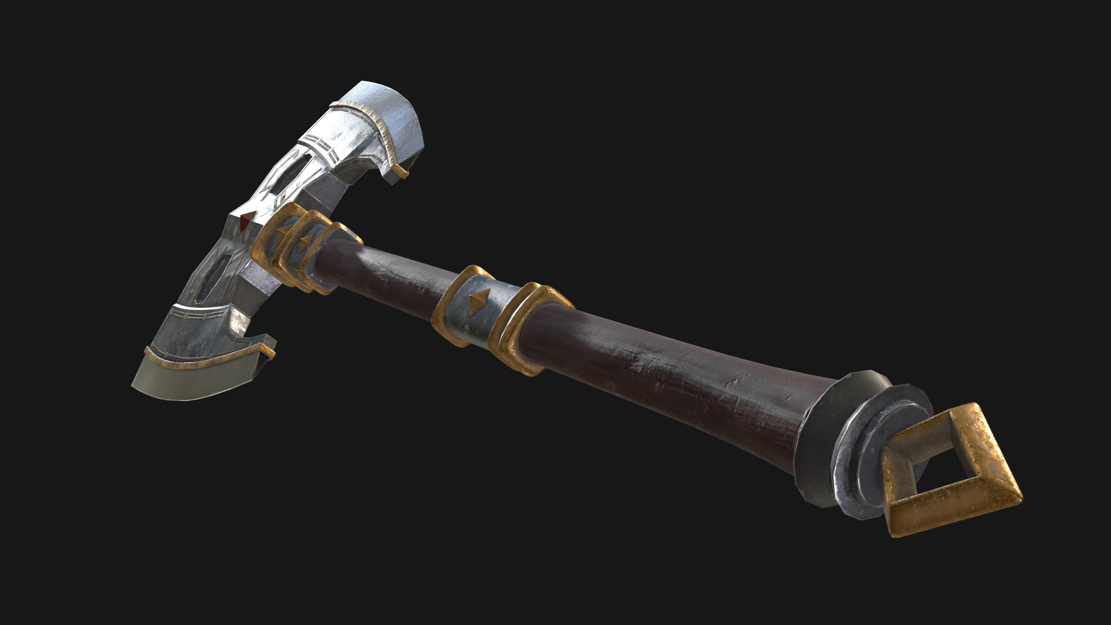 Fantasy Great Axe 02 Low-poly 3D model_2