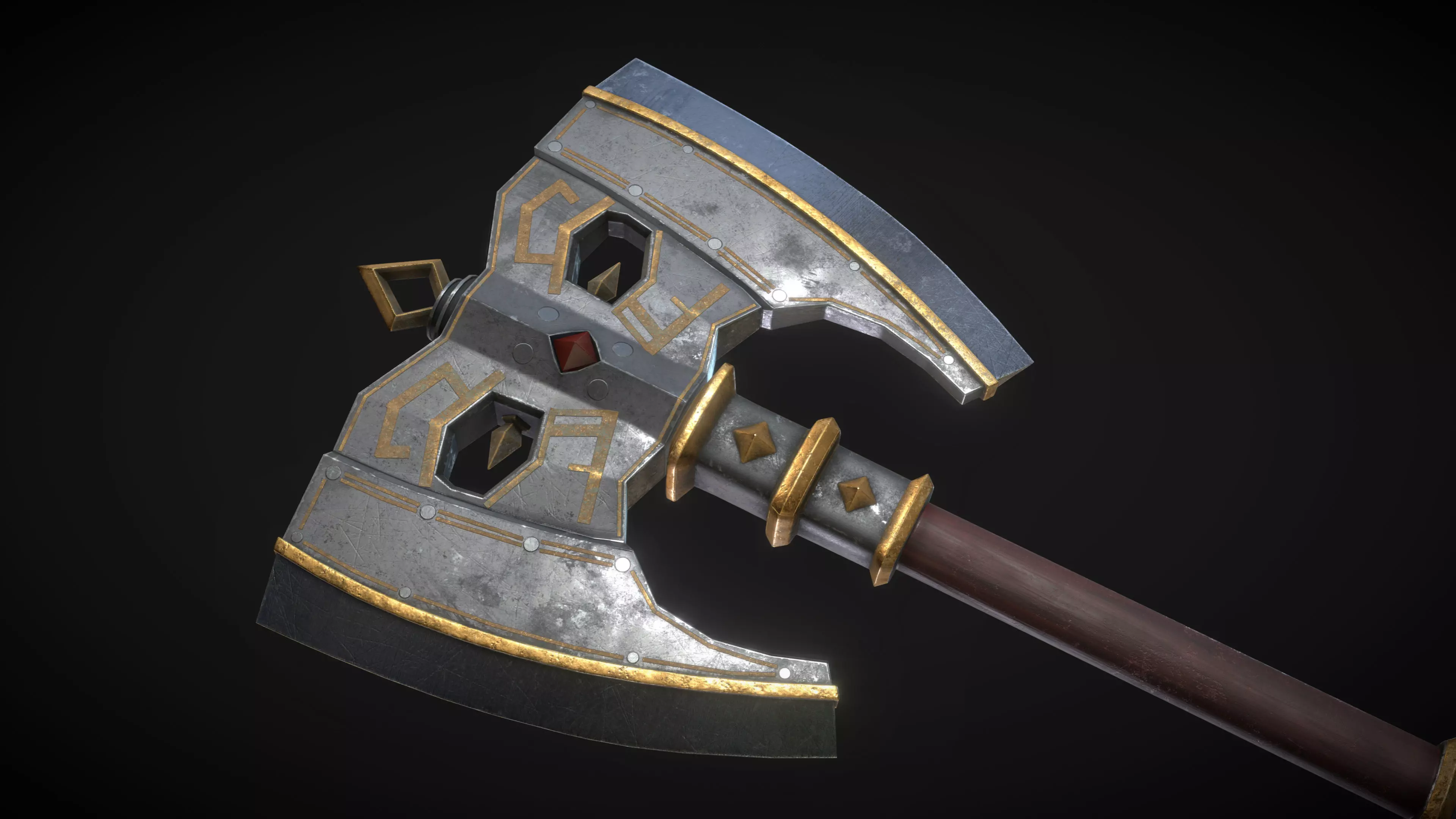 Fantasy Great Axe 02 Low-poly 3D model_0