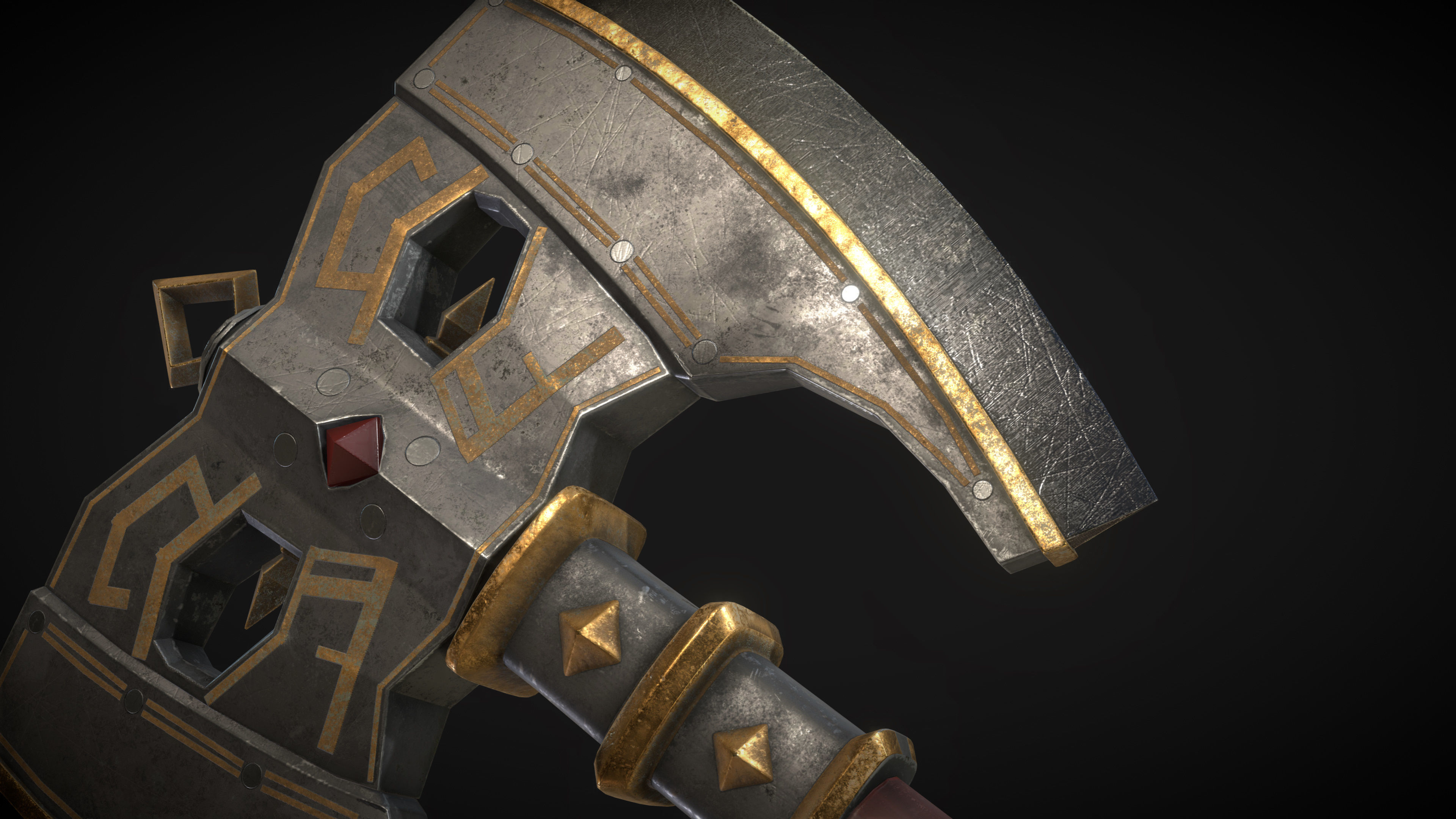 Fantasy Great Axe 02 Low-poly 3D model_4