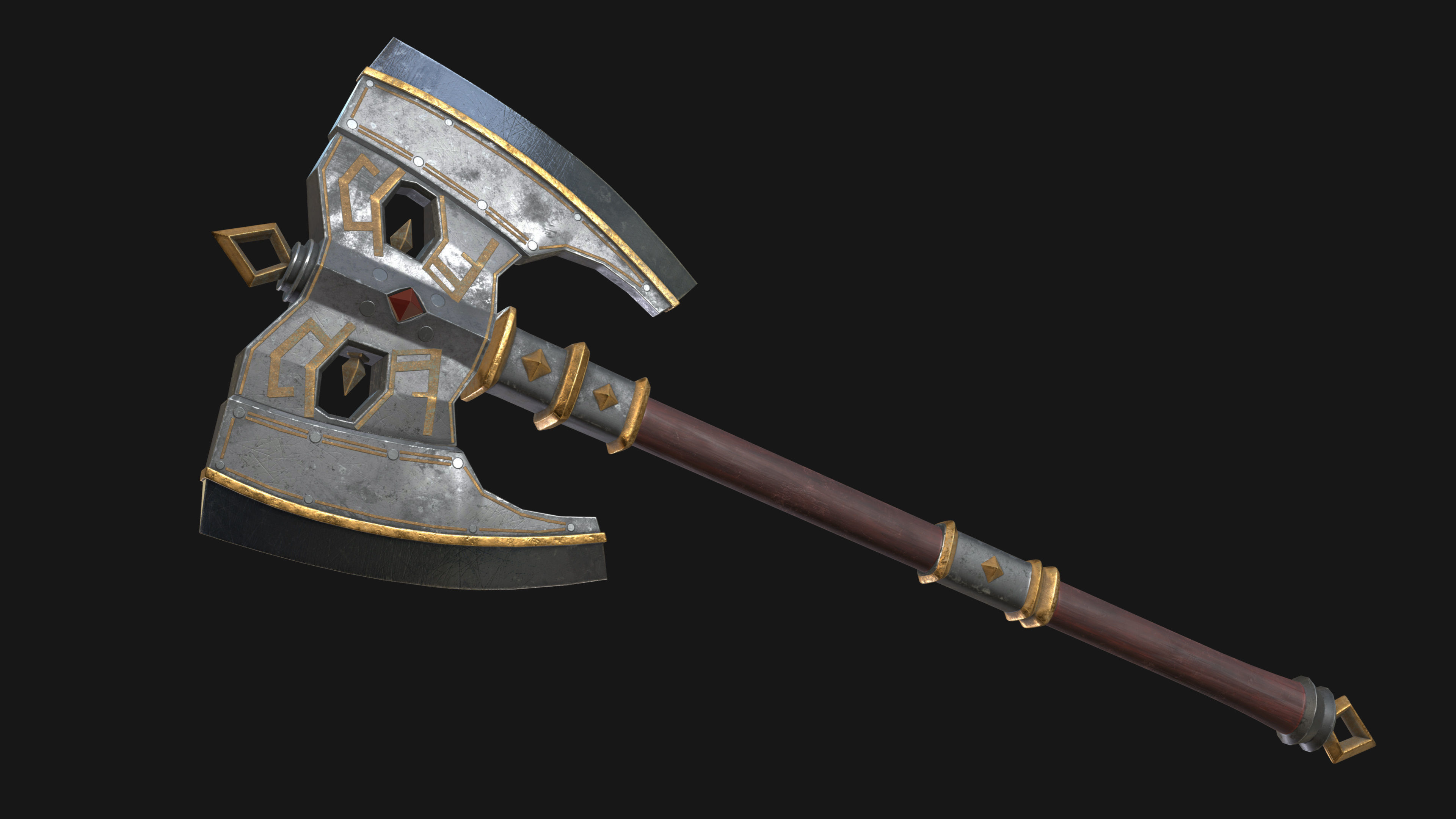 Fantasy Great Axe 02 Low-poly 3D model_1
