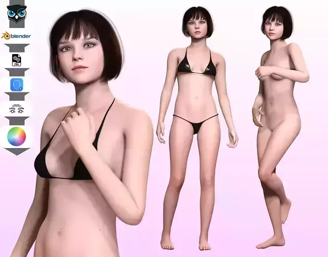 Amel Realistic Beautiful Girl Baseshape Low-poly 3D model