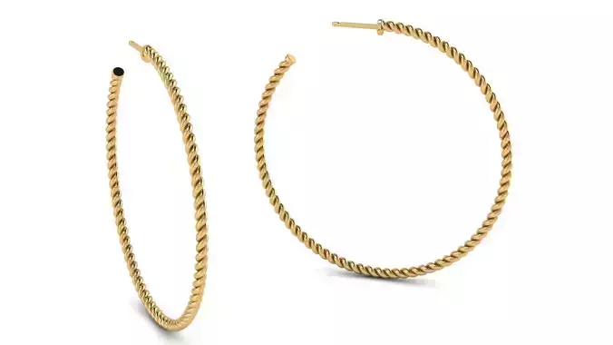Cable Round Hoop Earrings 50 mm
