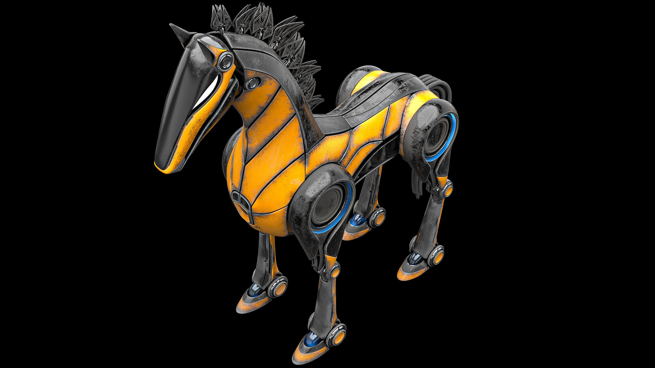 Horse Robot Low-poly 3D model_16
