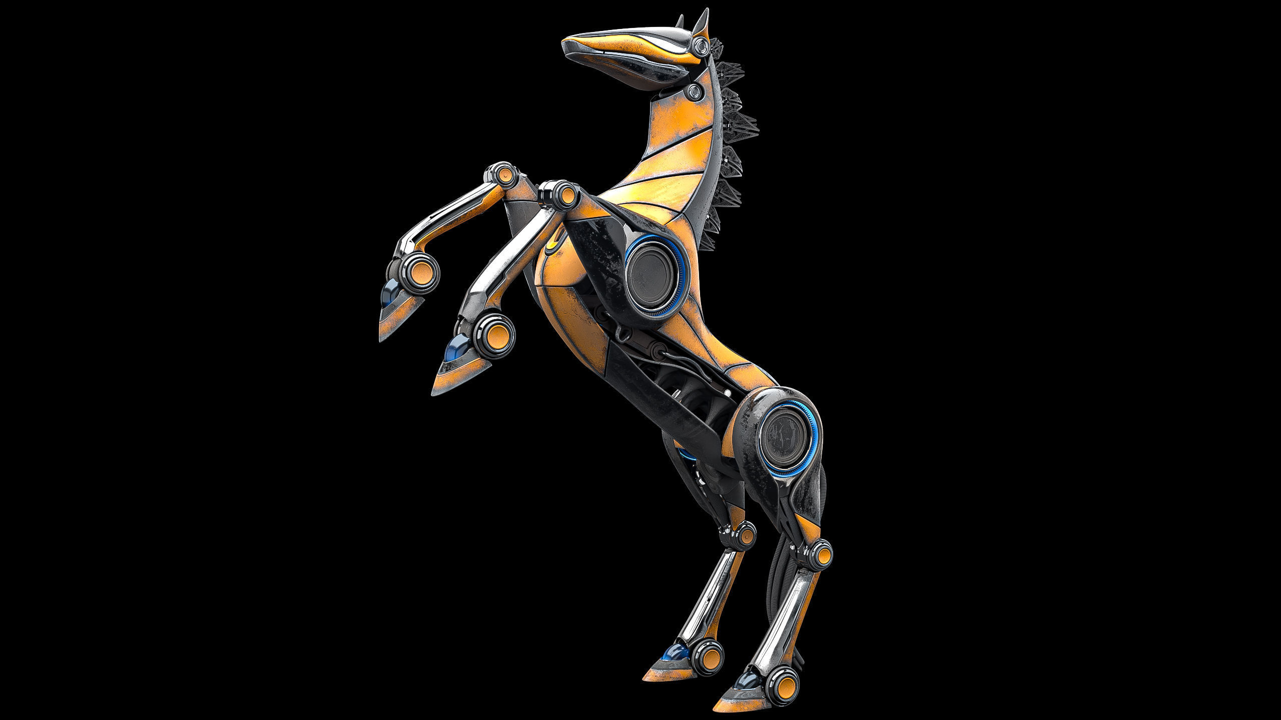 Horse Robot Low-poly 3D model_2