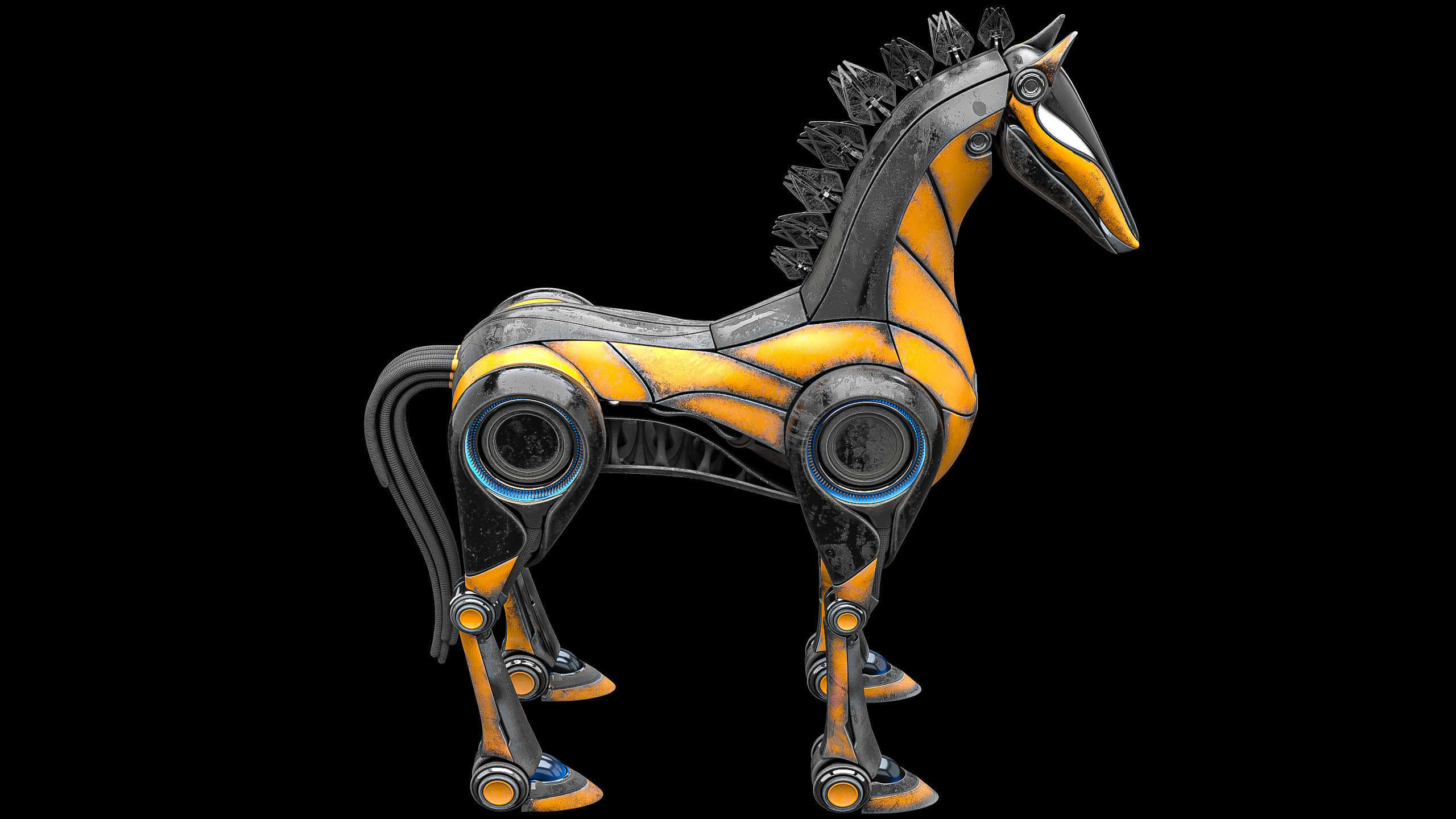 Horse Robot Low-poly 3D model_13