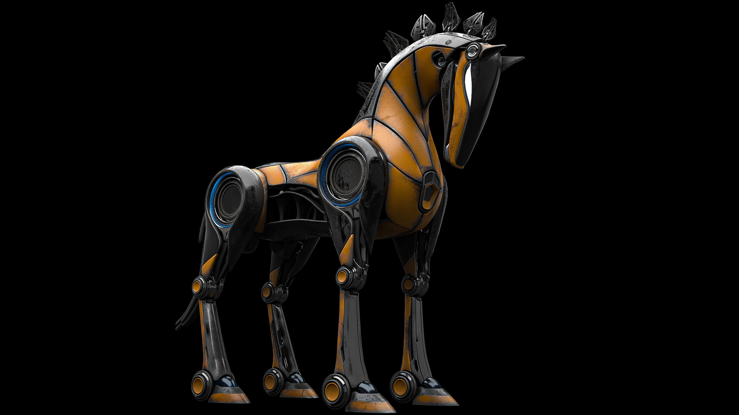 Horse Robot Low-poly 3D model_3