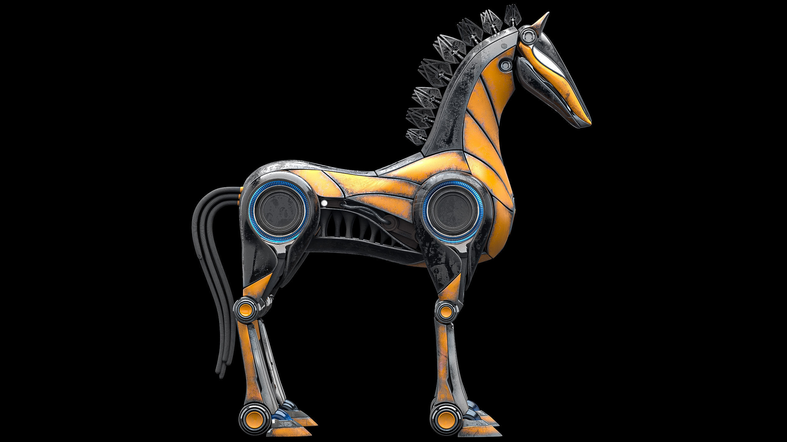 Horse Robot Low-poly 3D model_8