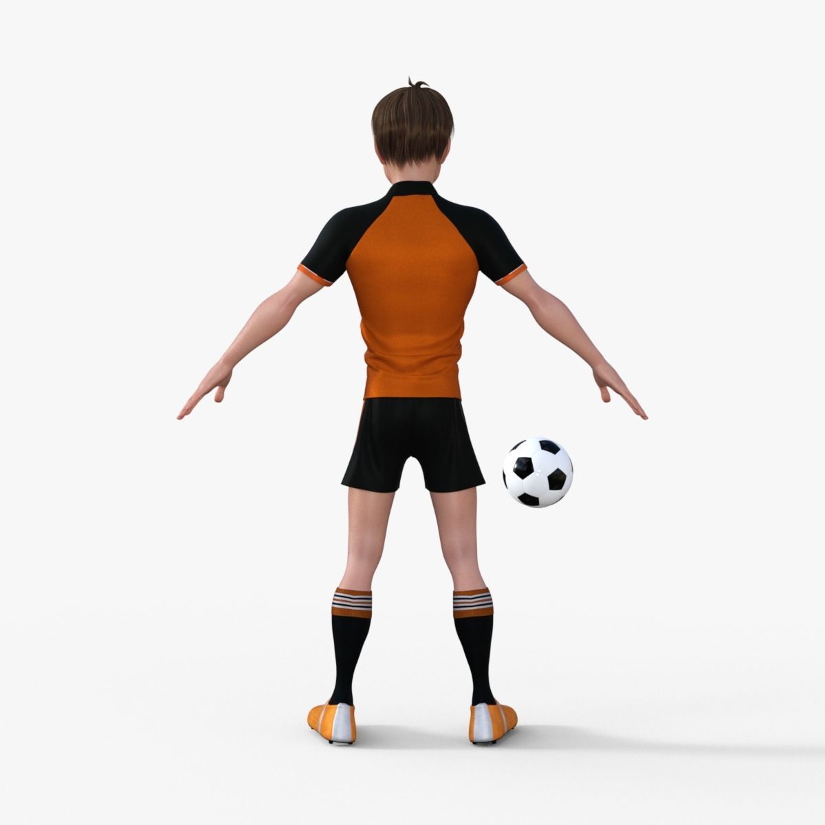 Cartoon Football player rigged 3D model_4