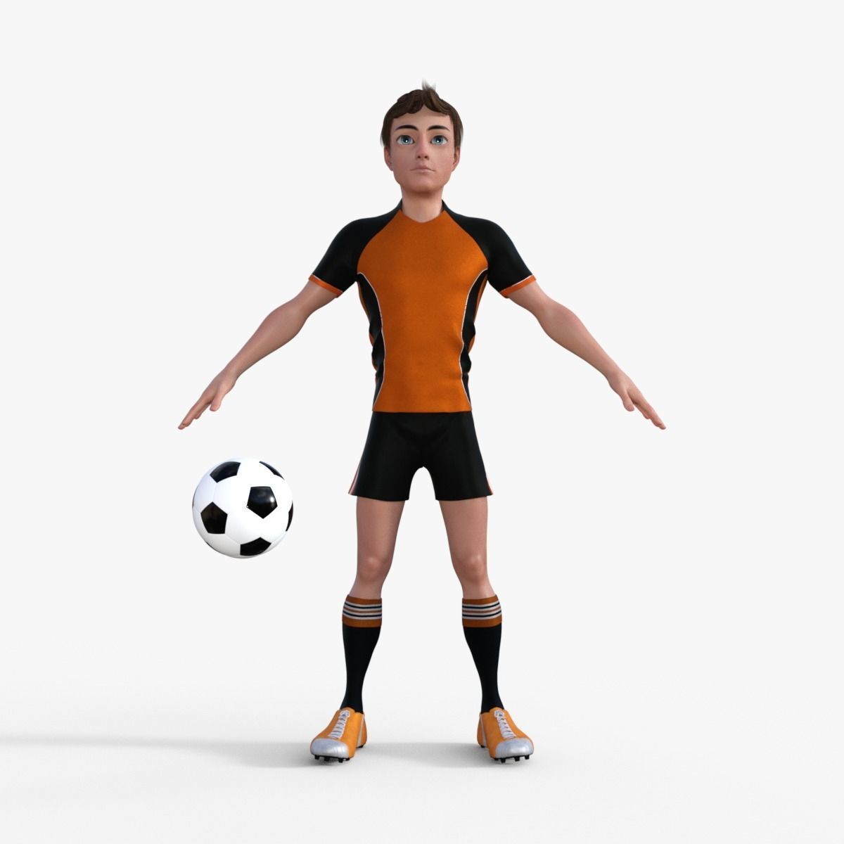 Cartoon Football player rigged 3D model_8