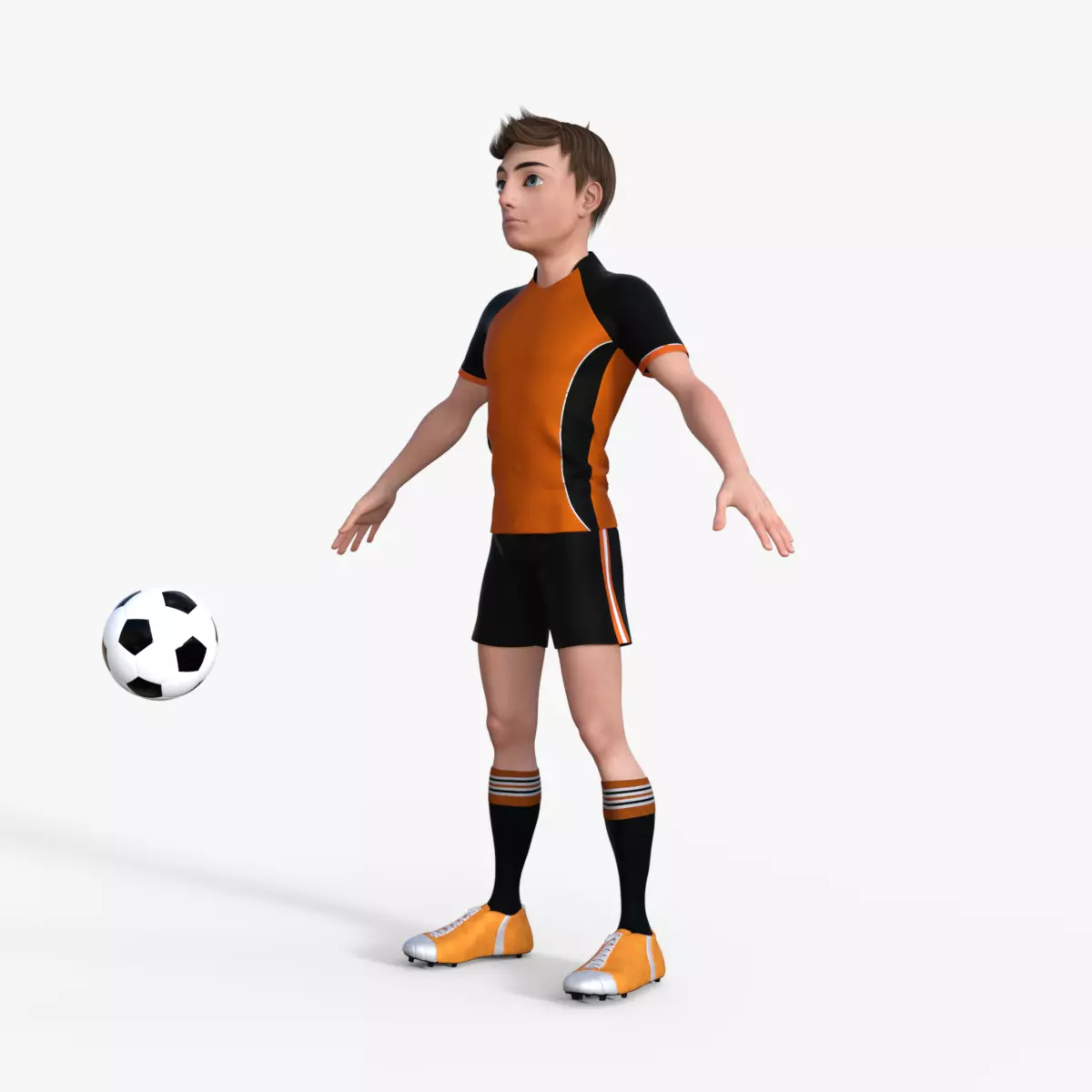 Cartoon Football player rigged 3D model_0