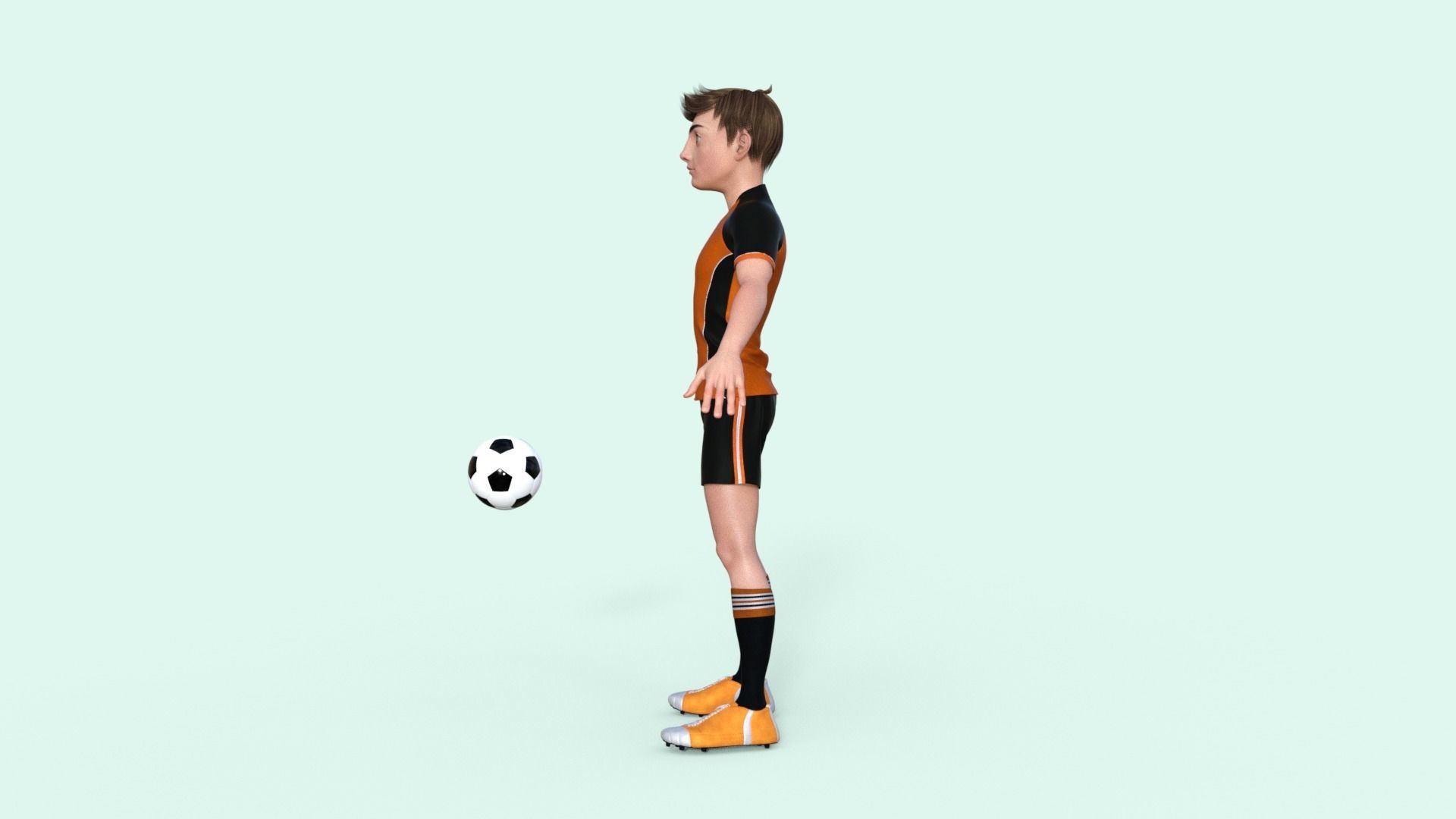 Cartoon Football player rigged 3D model_28