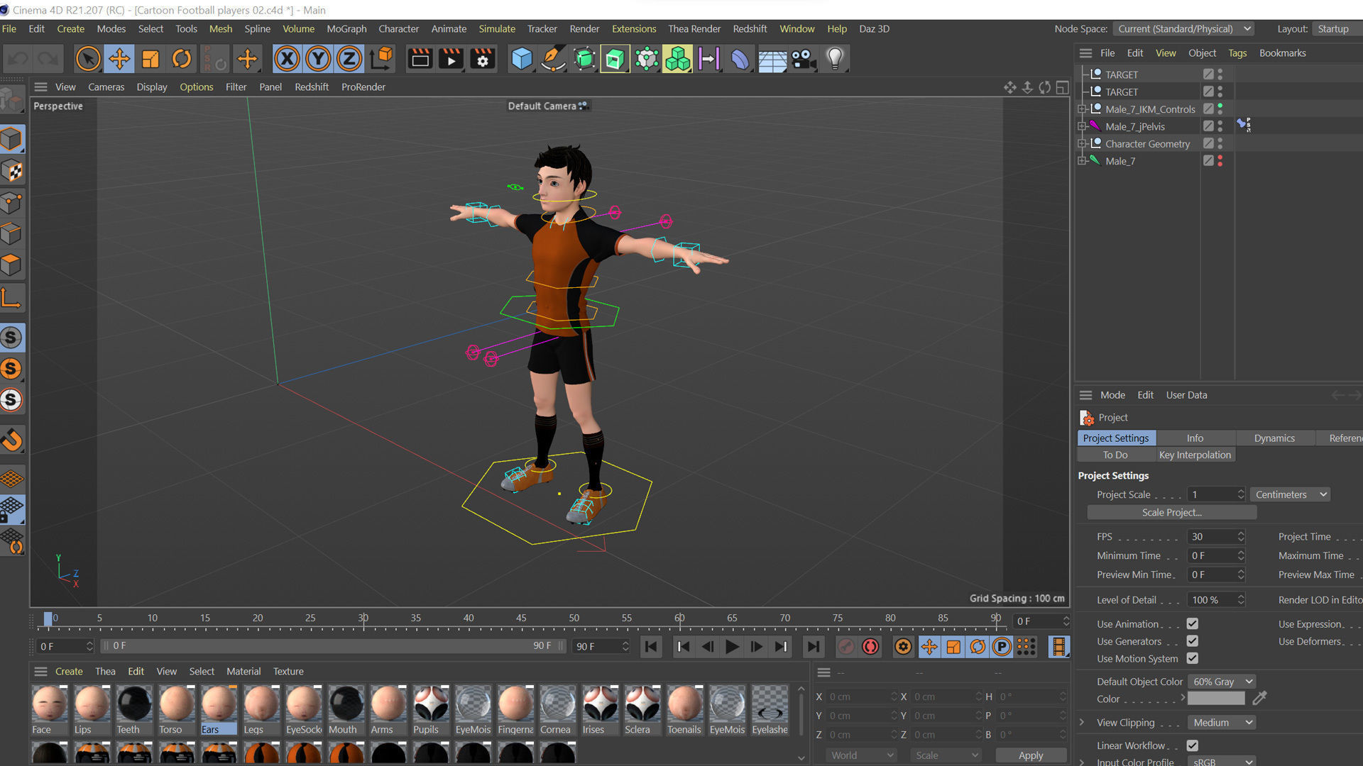 Cartoon Football player rigged 3D model_37