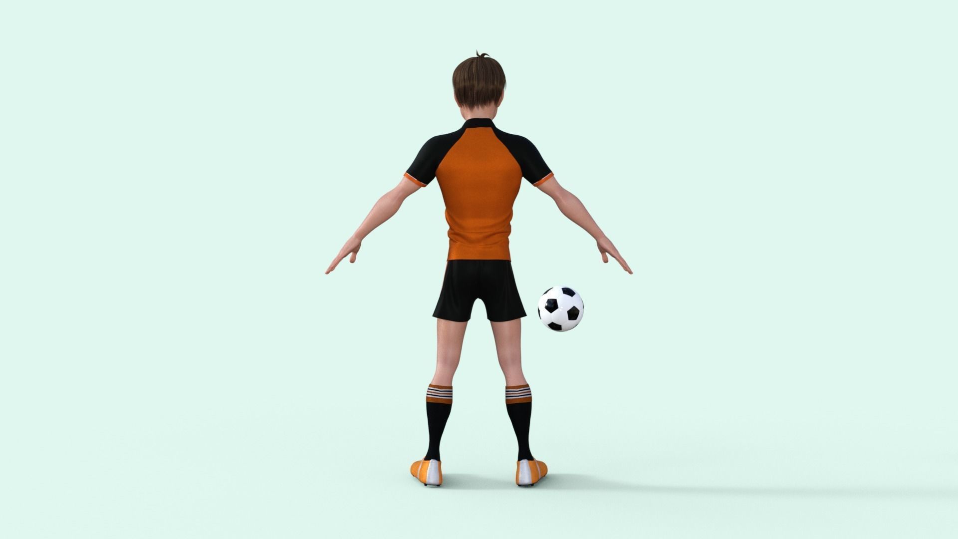 Cartoon Football player rigged 3D model_29