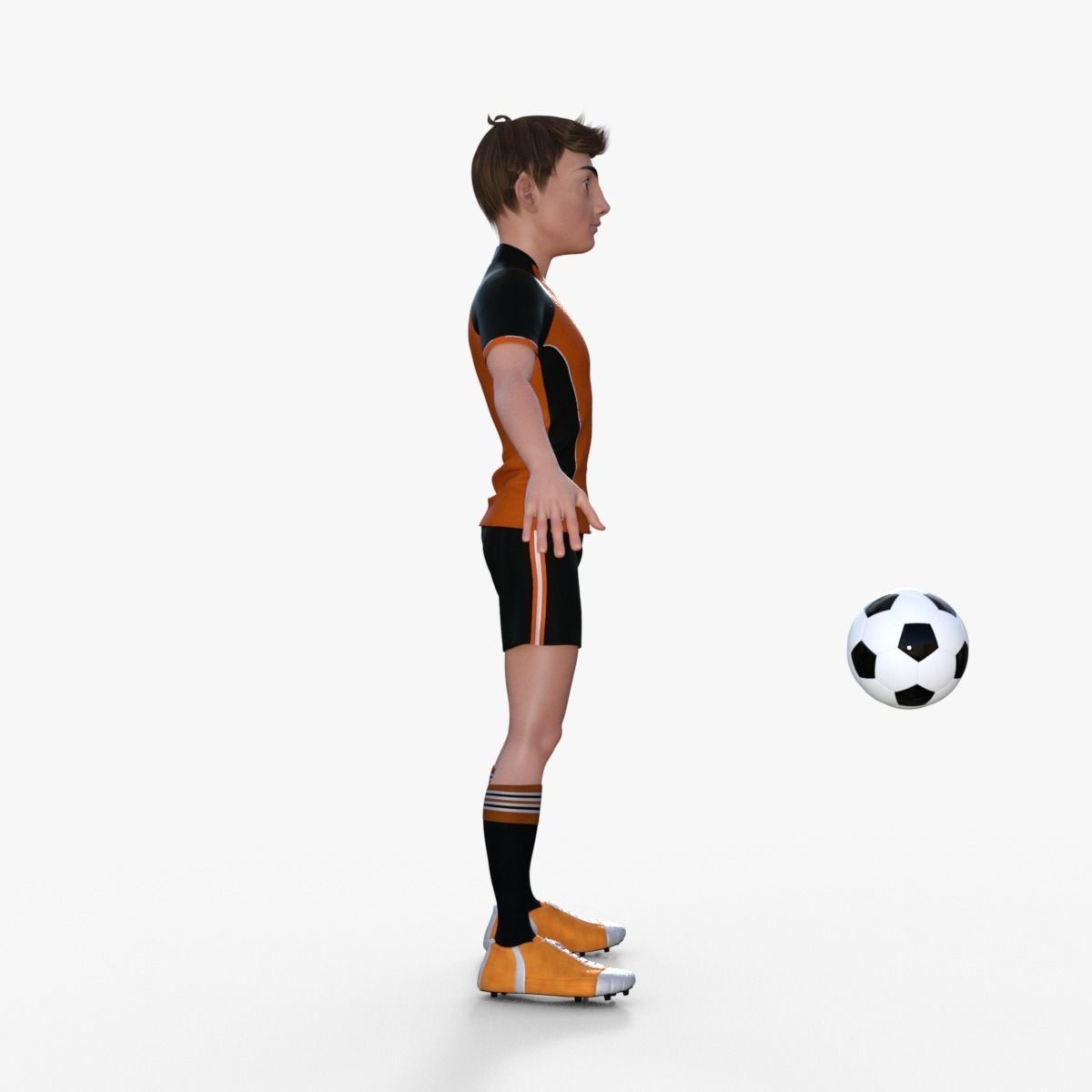 Cartoon Football player rigged 3D model_6