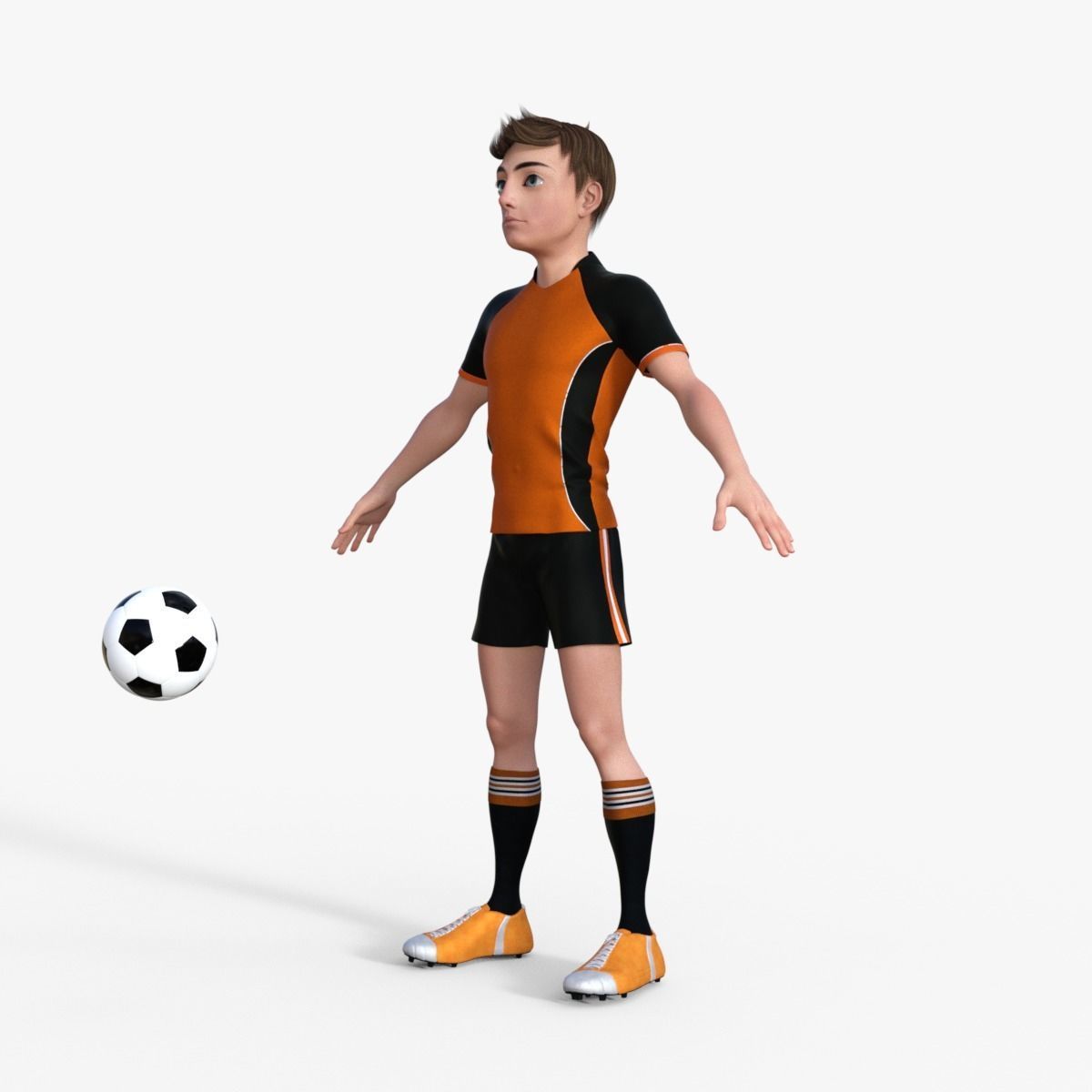 Cartoon Football player rigged 3D model_9