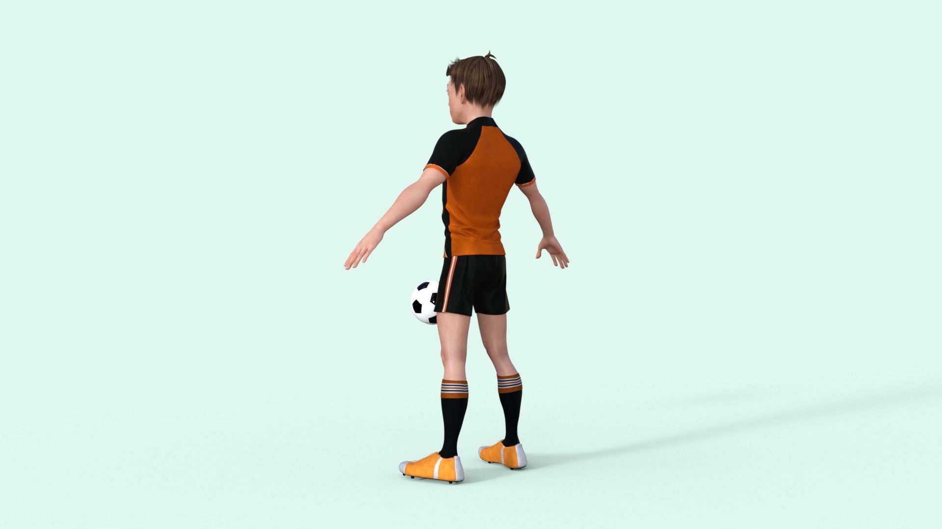 Cartoon Football player rigged 3D model_35