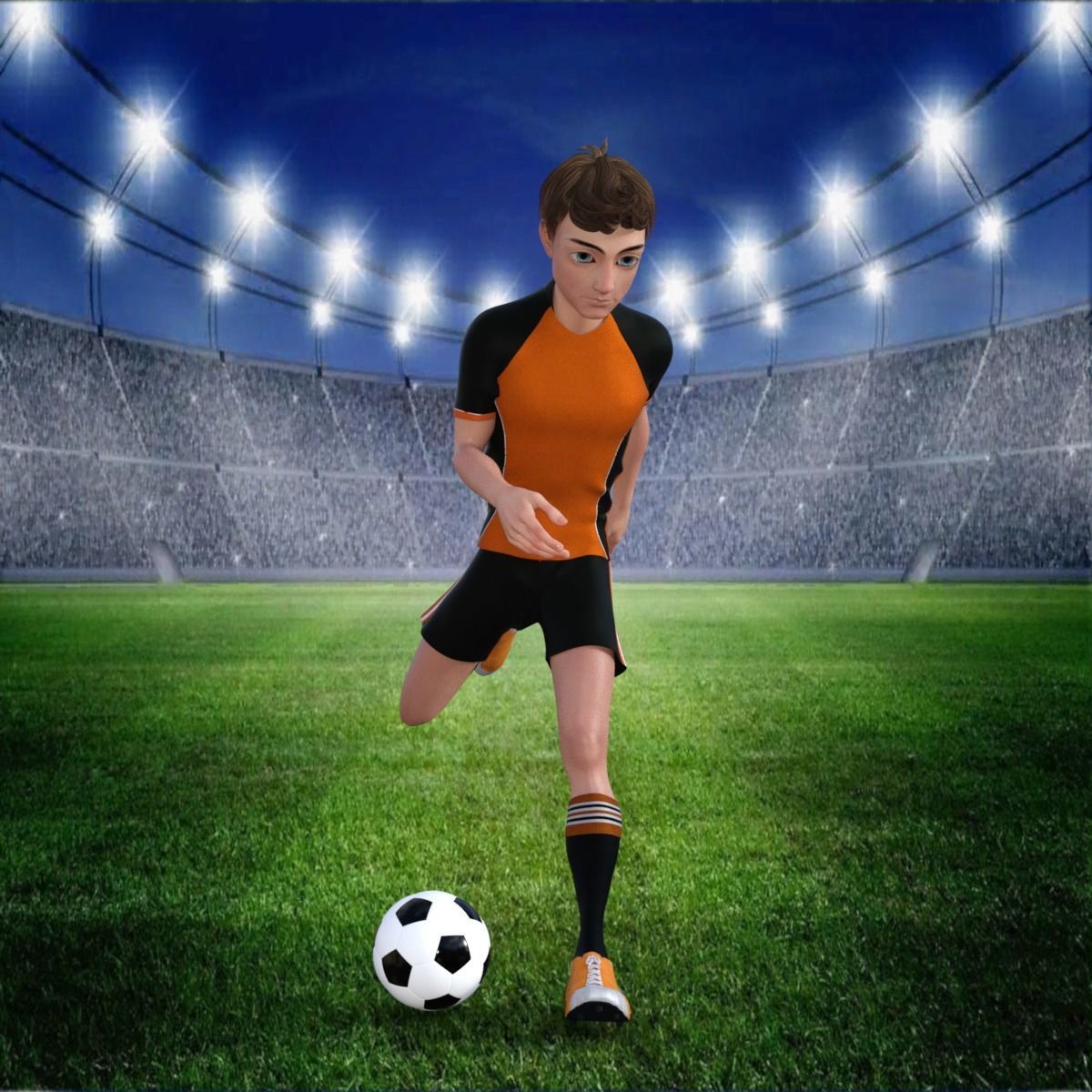Cartoon Football player rigged 3D model_18