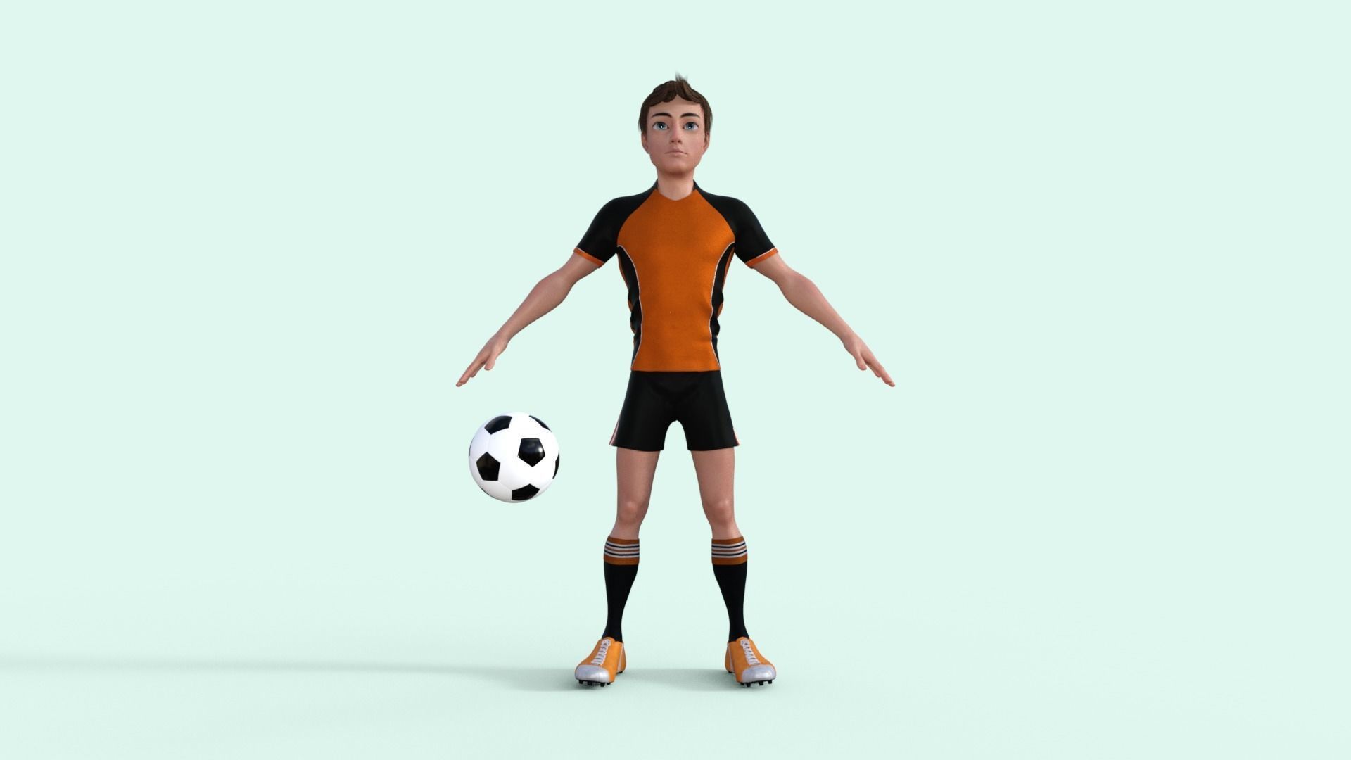 Cartoon Football player rigged 3D model_25