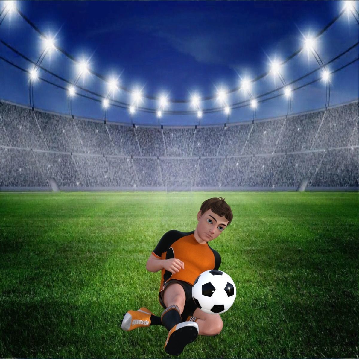 Cartoon Football player rigged 3D model_23
