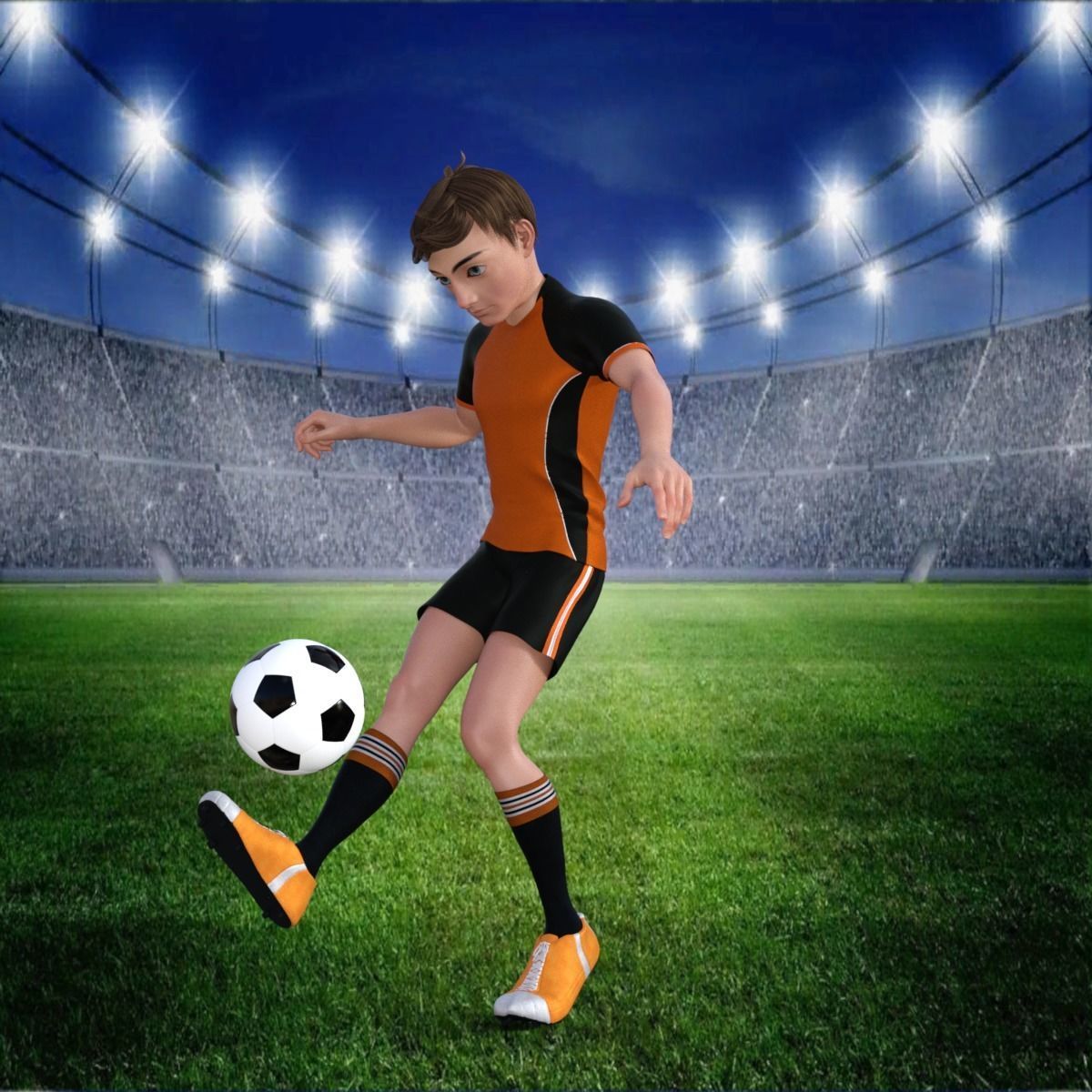Cartoon Football player rigged 3D model_21