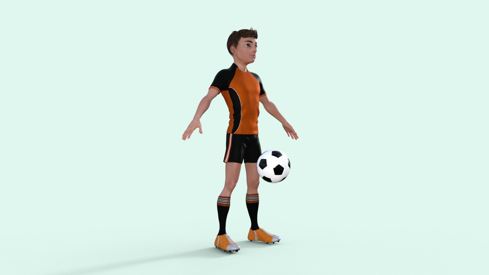 Cartoon Football player rigged 3D model_32