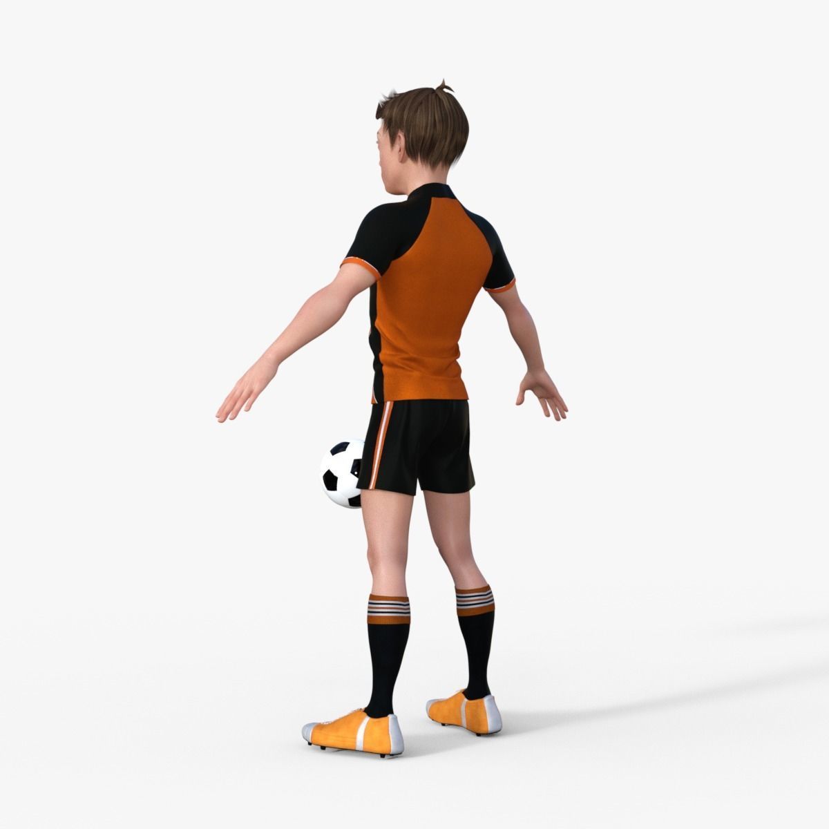 Cartoon Football player rigged 3D model_3