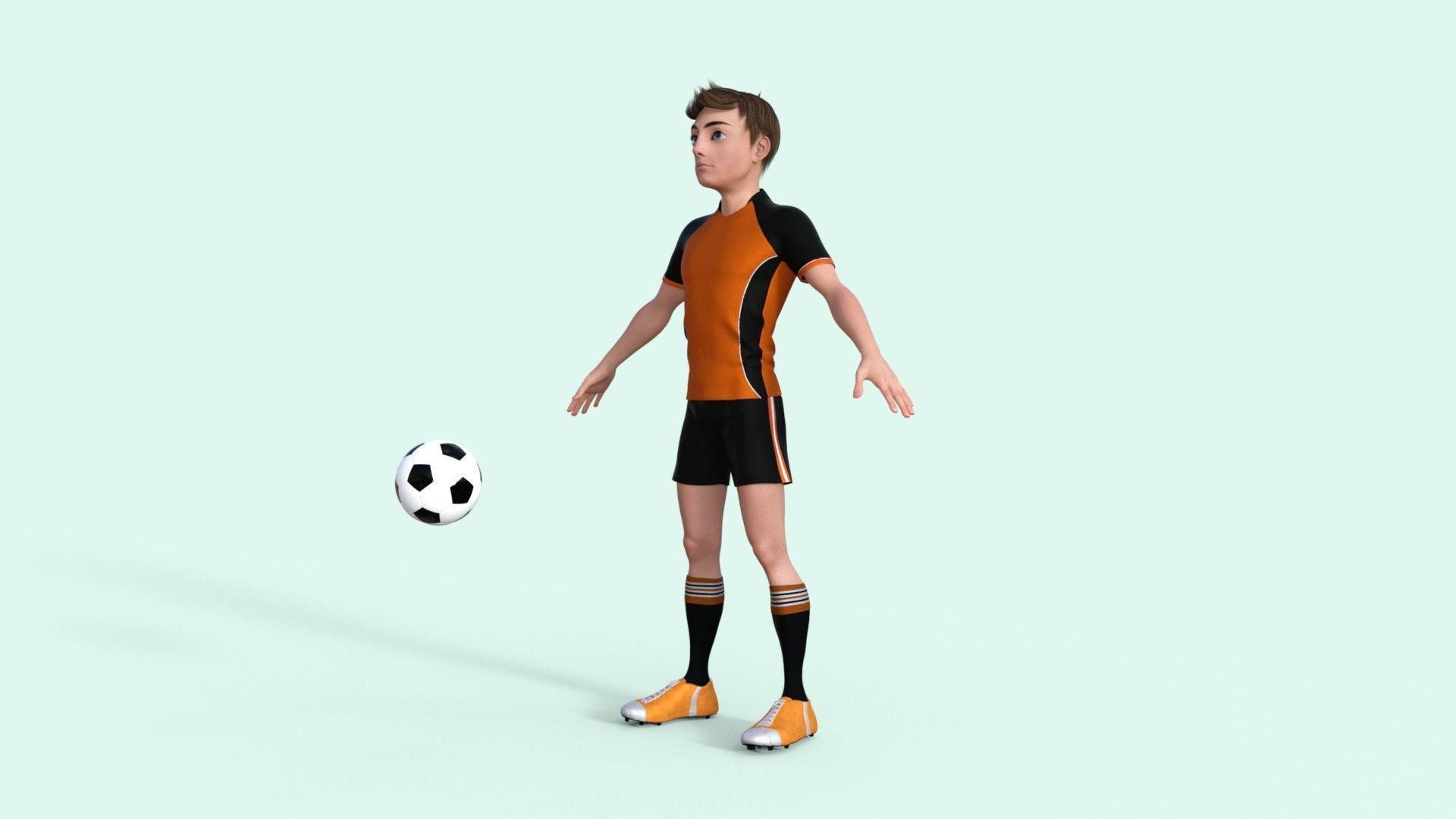 Cartoon Football player rigged 3D model_27