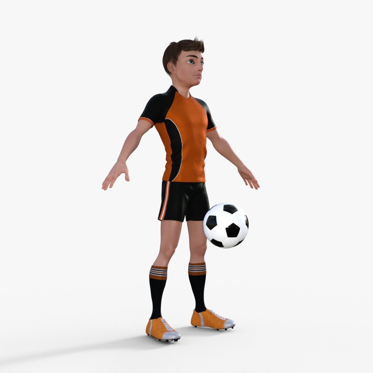 Cartoon Football player rigged 3D model_7