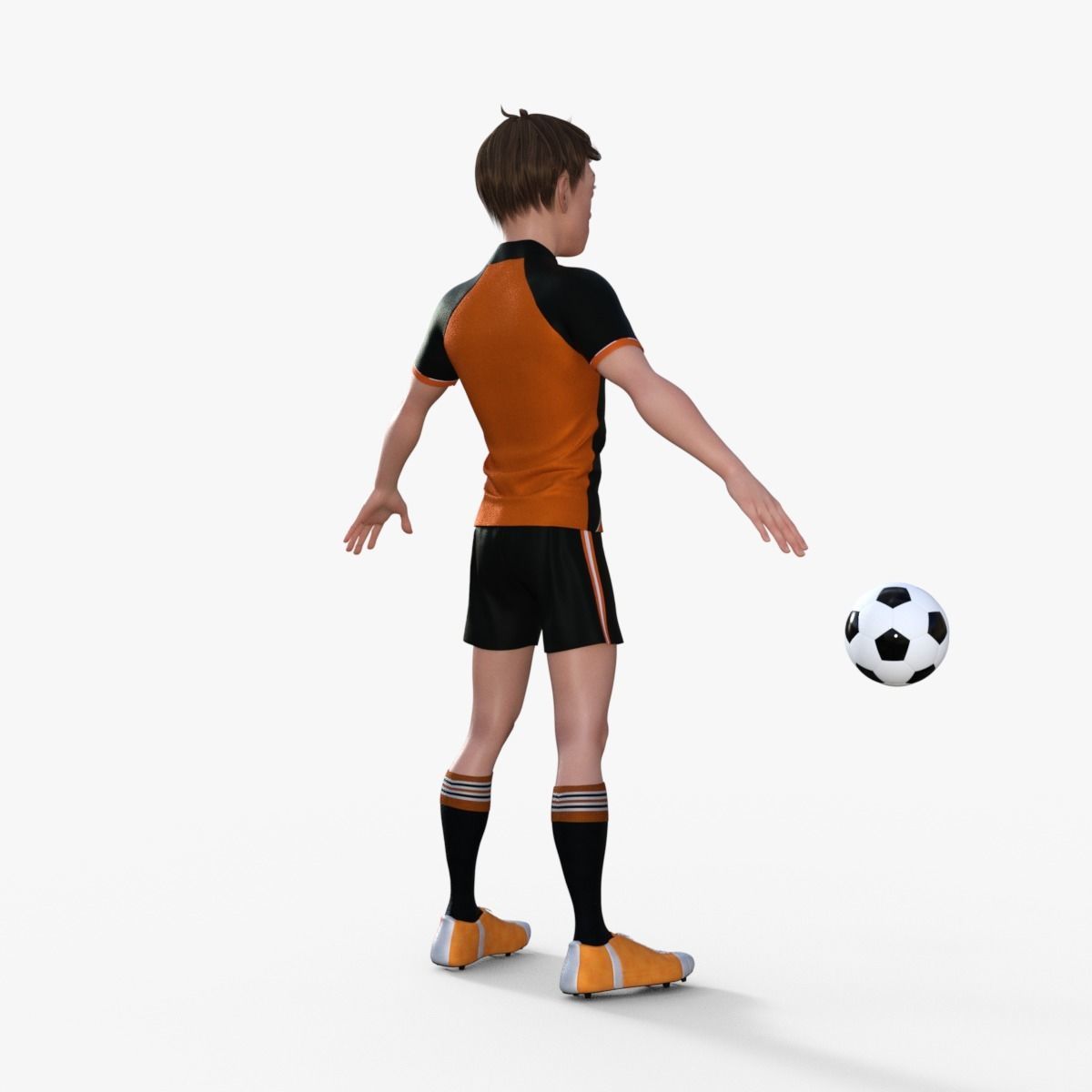 Cartoon Football player rigged 3D model_5