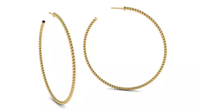 Cable Round Hoop Earrings 60 mm