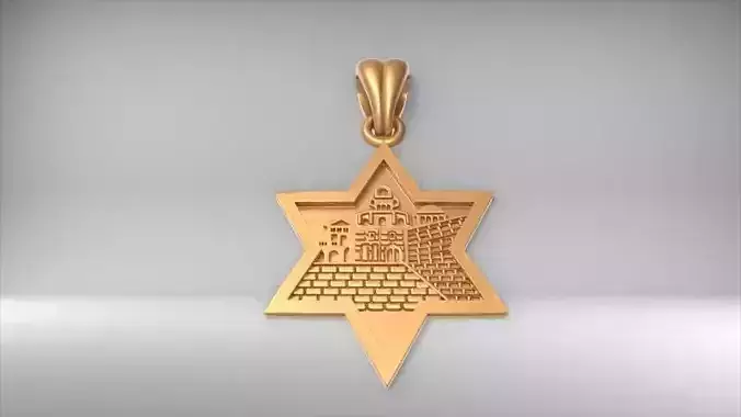 stunning Jerusalem Star of David pendant necklace charm jewelry 3D print model
