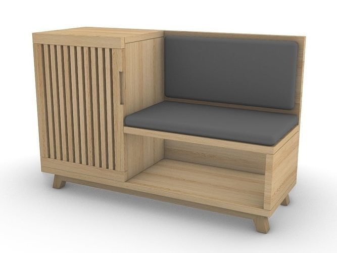 Shoe Storage Cabinet and Bench 3D model