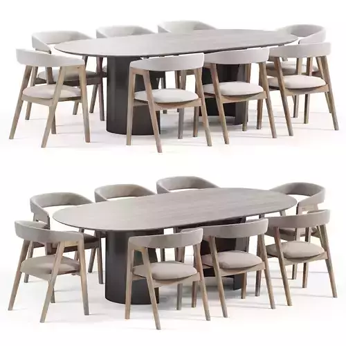 Trevor Chair and Vida conference table Low-poly 3D model