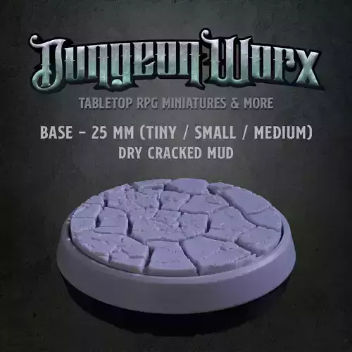 25 mm Tabletop RPG Miniature Base - Dry Cracked Mud 3D print model