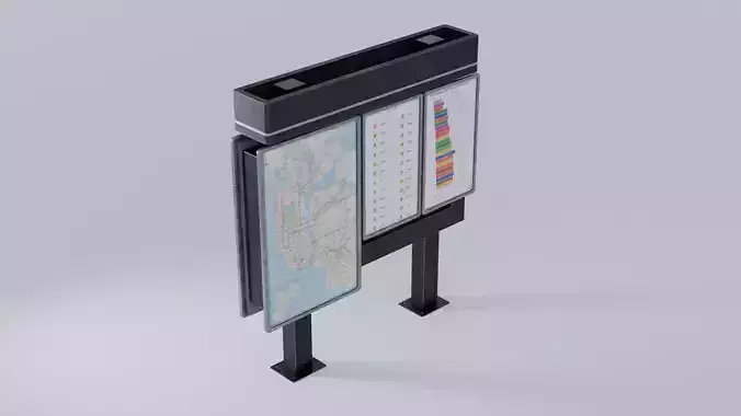 Subway Info Kiosk 4K Low-poly 3D model