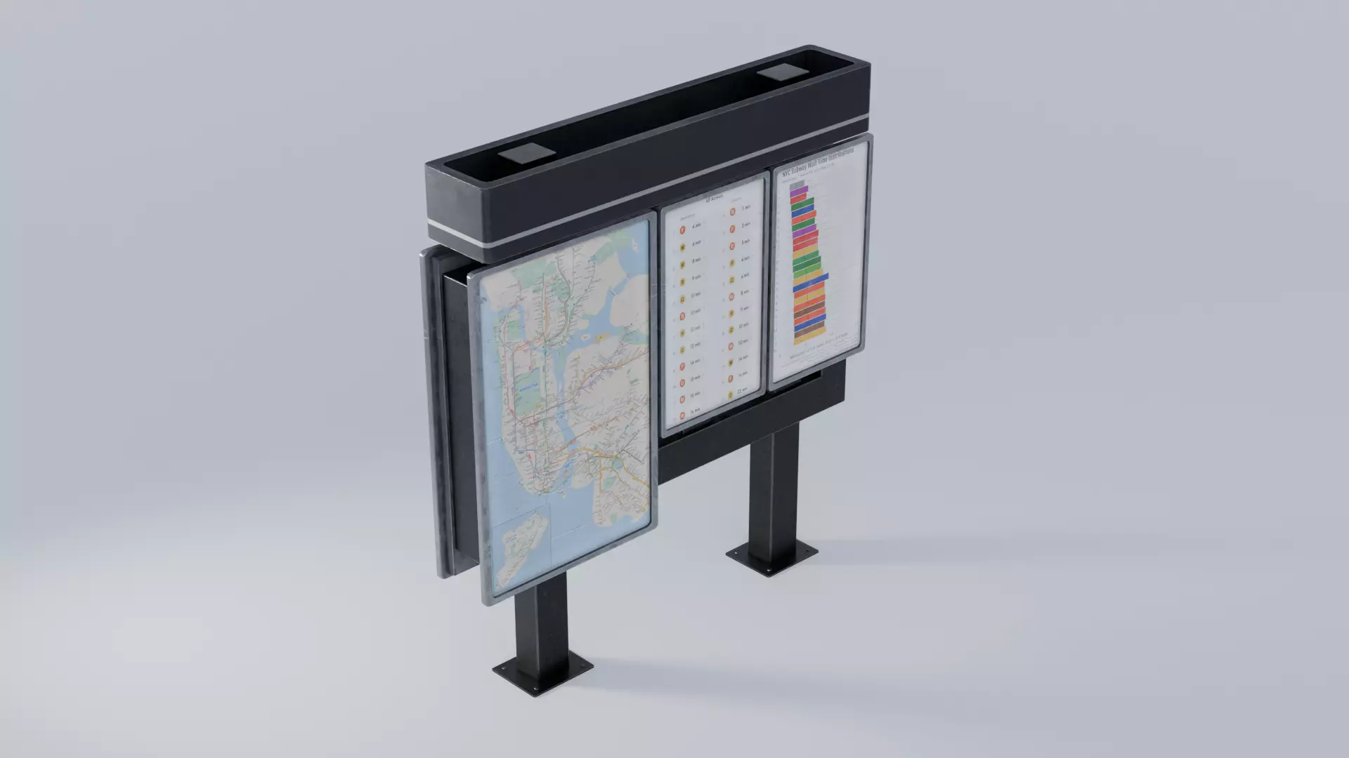 Subway Info Kiosk 4K Low-poly 3D model_0