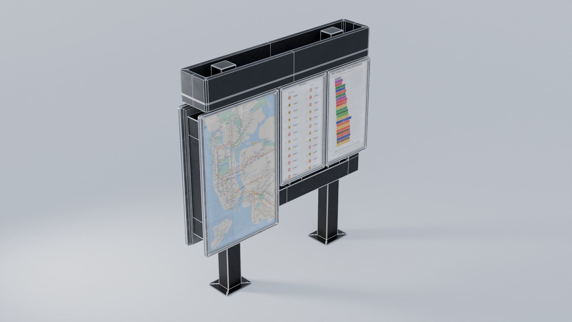 Subway Info Kiosk 4K Low-poly 3D model_1