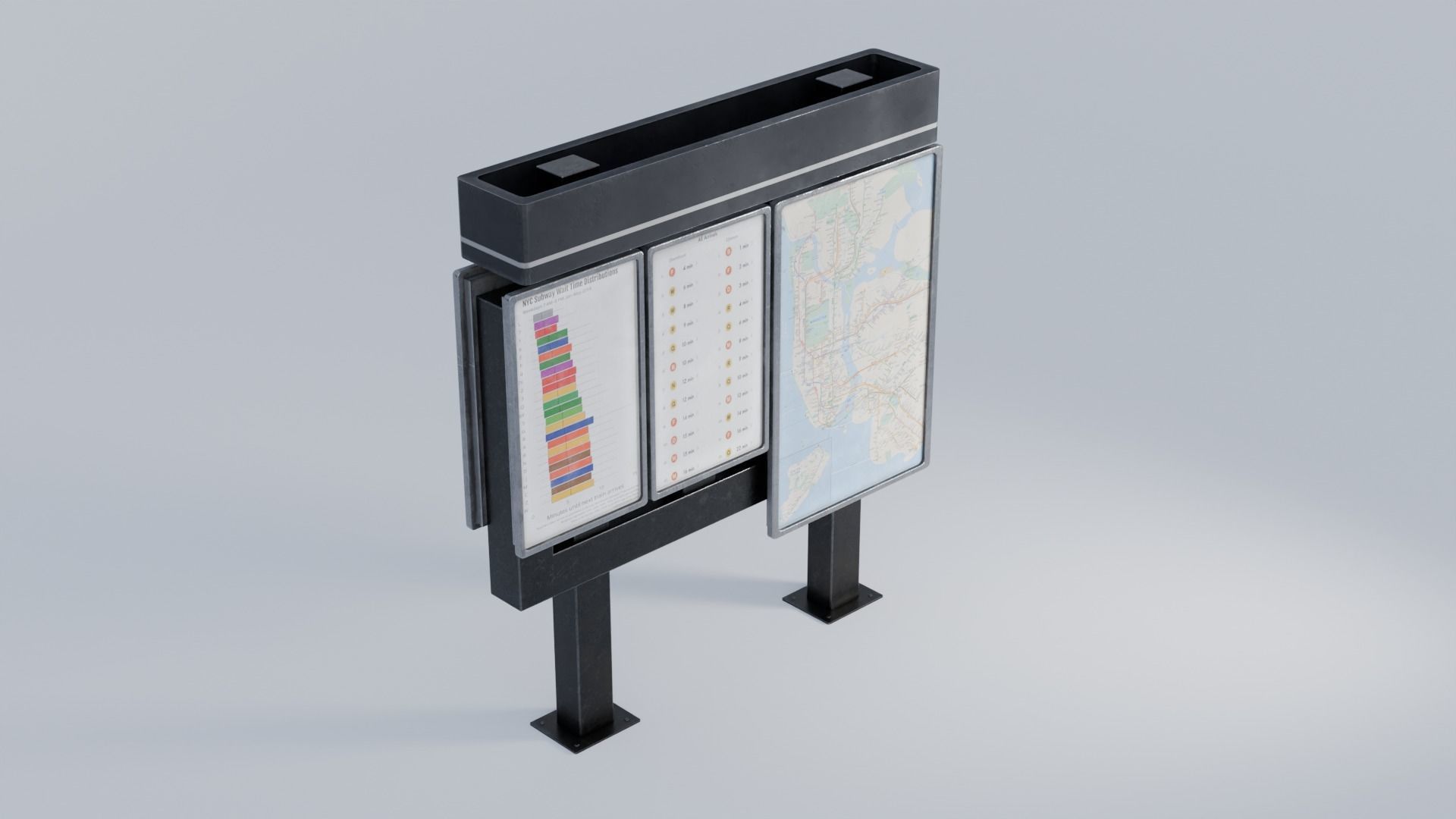 Subway Info Kiosk 4K Low-poly 3D model_4