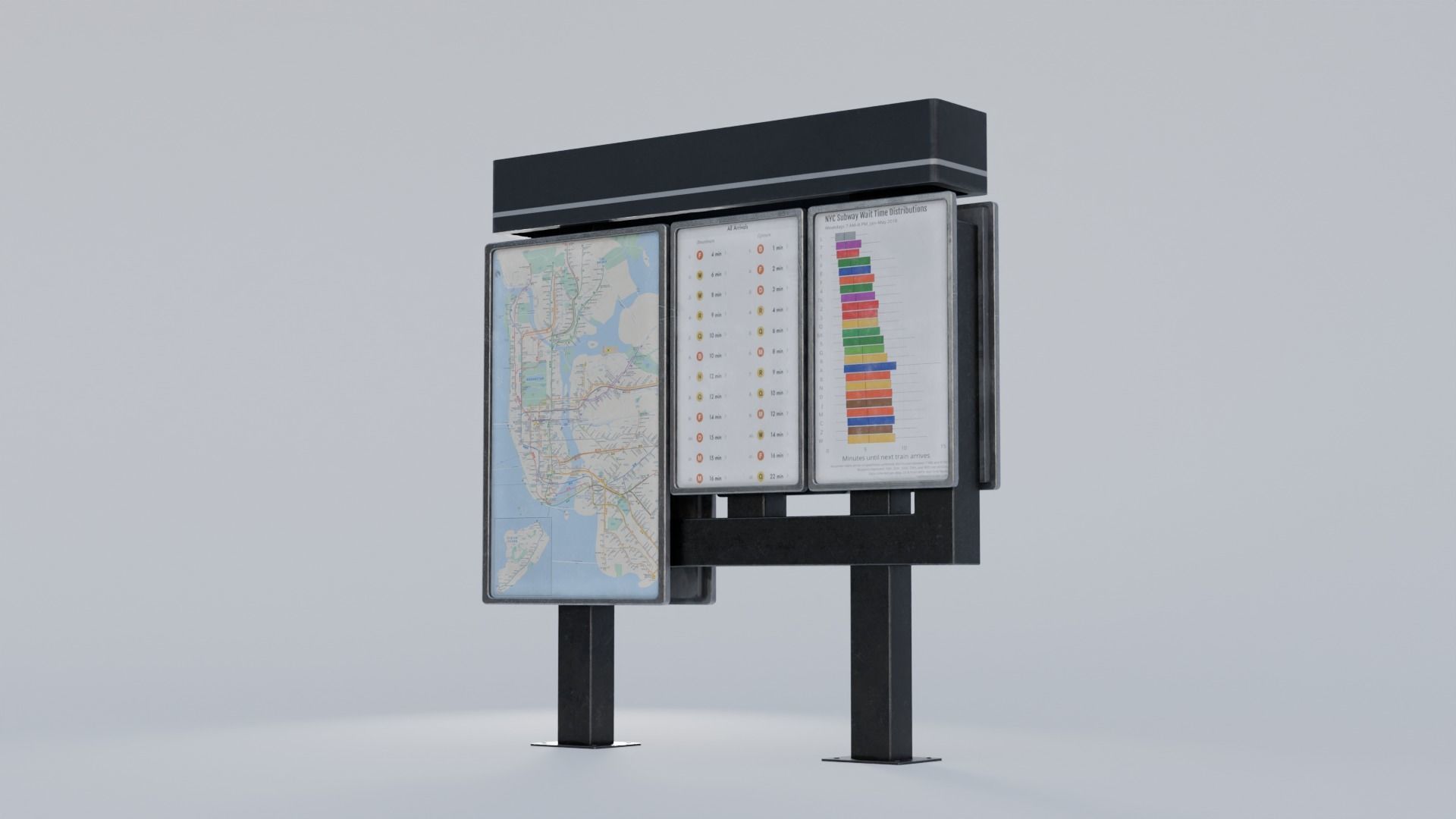 Subway Info Kiosk 4K Low-poly 3D model_7