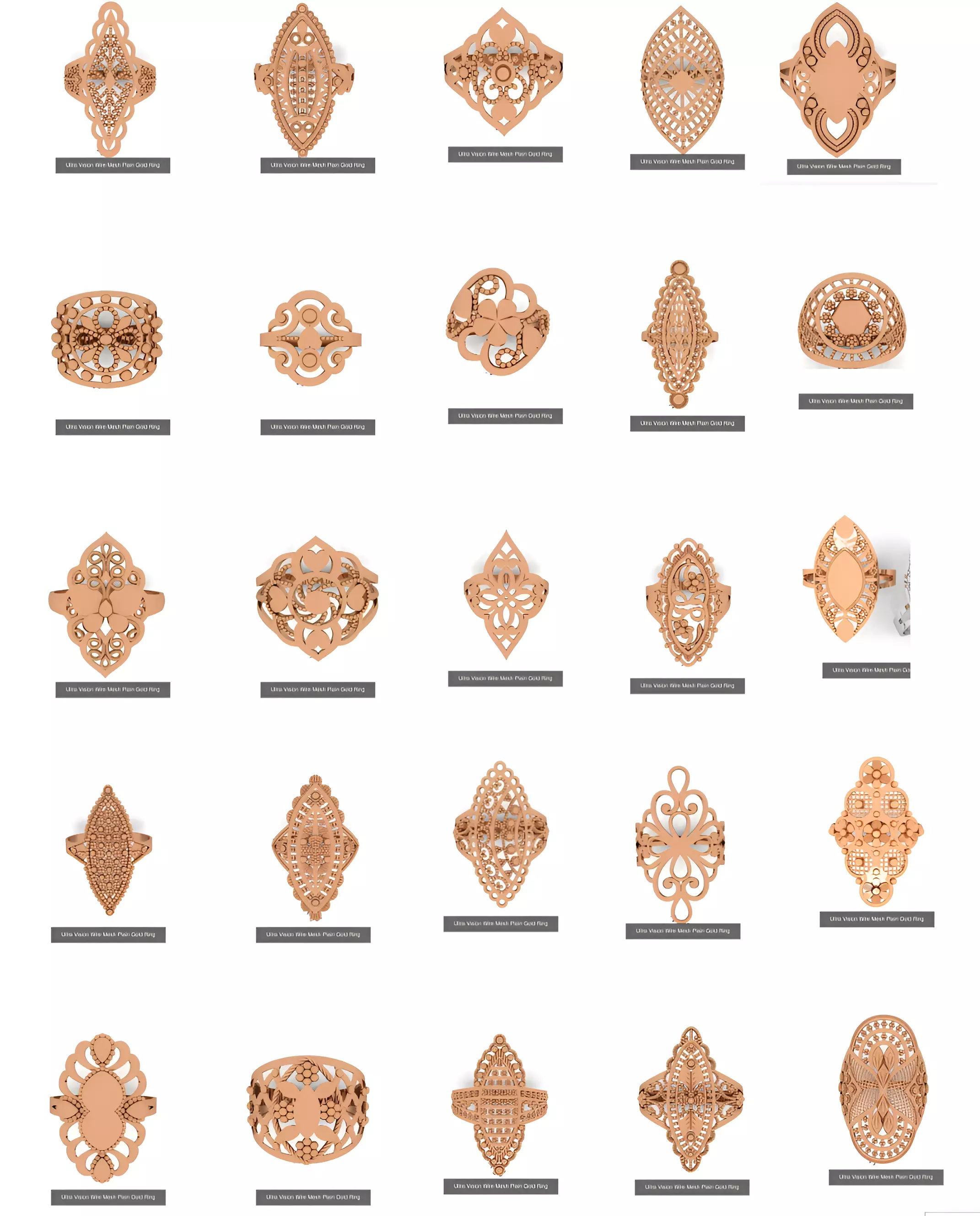 25 Ultra Vision Wire Mesh Plain Gold Ring Collection _0