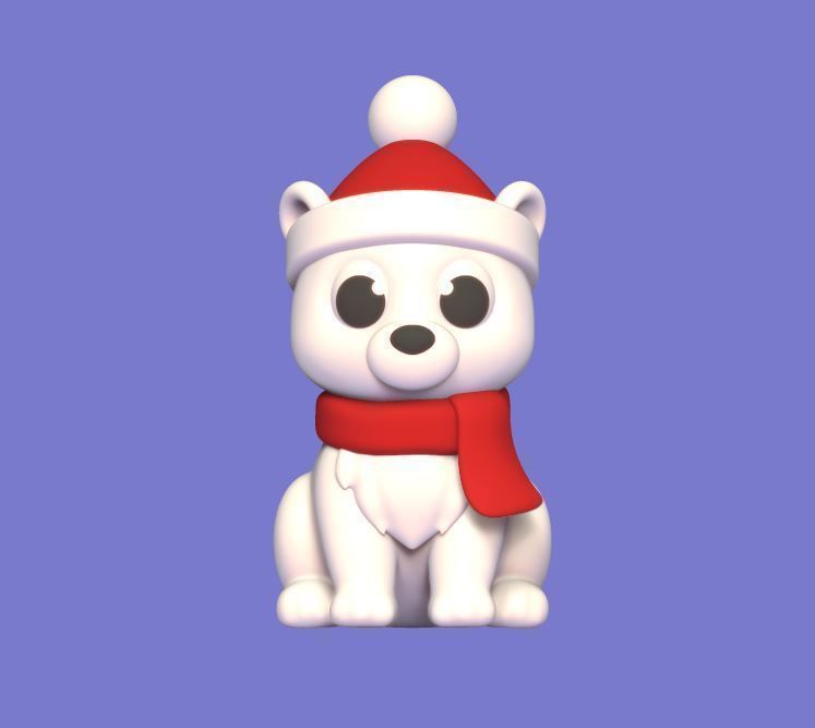 Xmas Polar Bear 3D print model_1