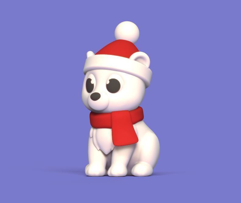 Xmas Polar Bear 3D print model_2