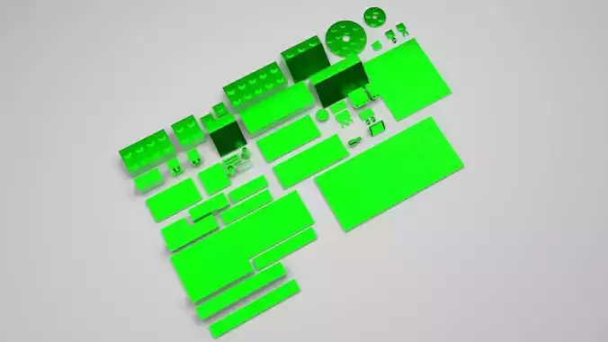 Green Metallic Lego Bricks Set