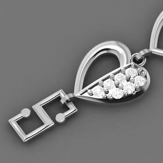 Heart Love Valentine Light Diamond Bracelet 3dm stl renders 3D print model_9