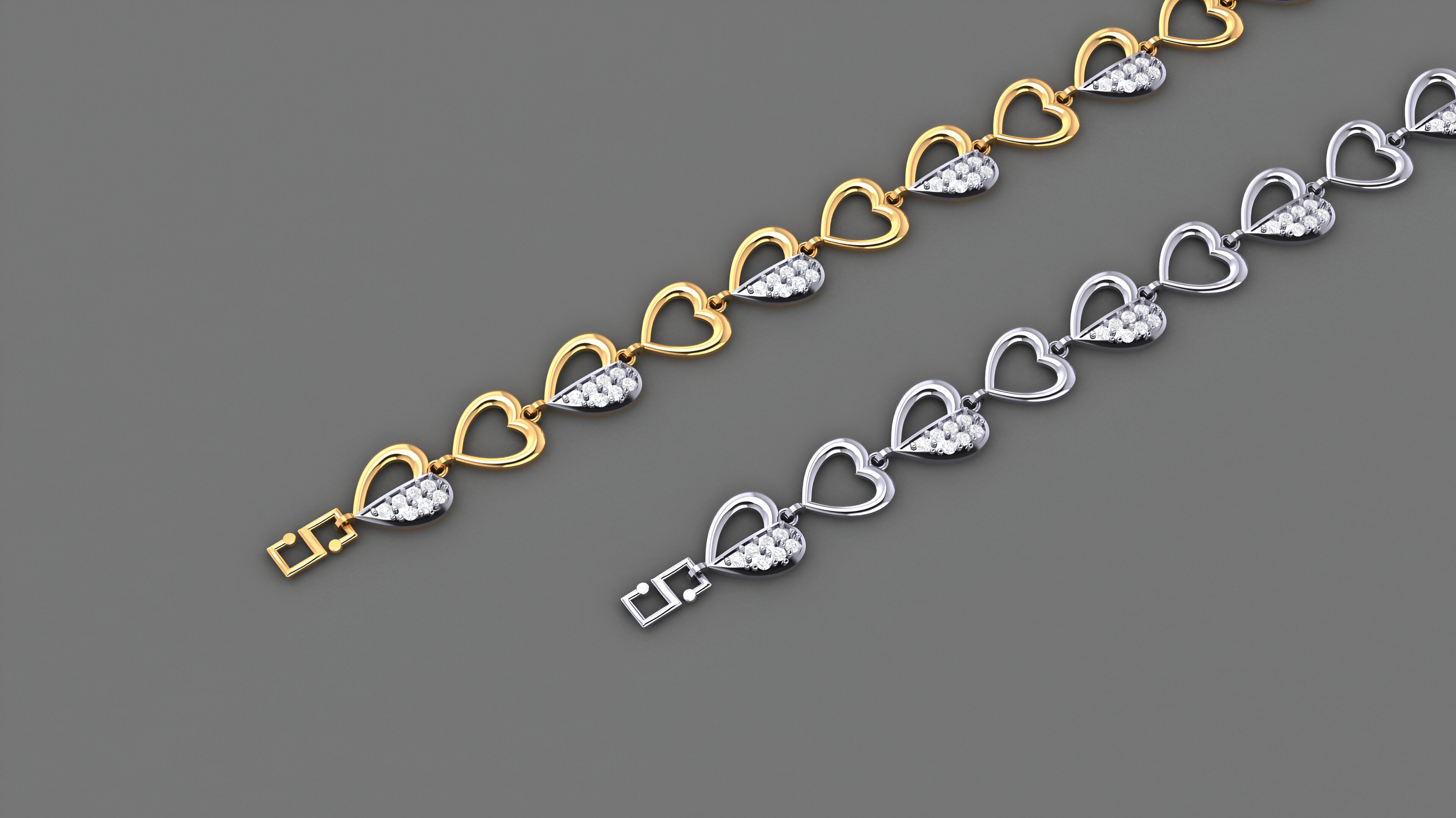 Heart Love Valentine Light Diamond Bracelet 3dm stl renders 3D print model_1