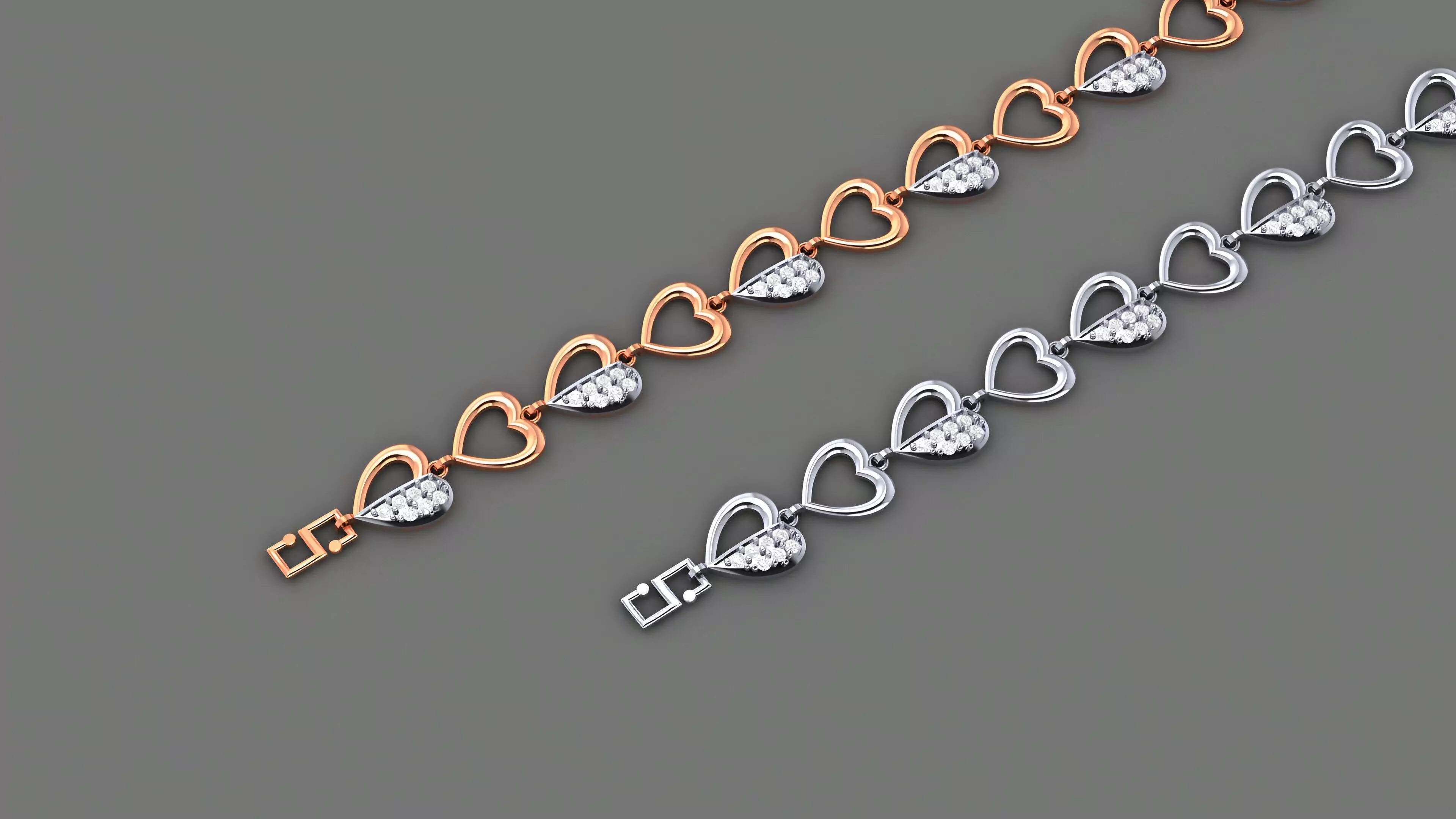 Heart Love Valentine Light Diamond Bracelet 3dm stl renders 3D print model_0