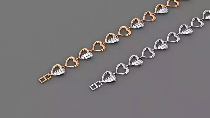 Heart Love Valentine Light Diamond Bracelet 3dm stl renders 3D print model