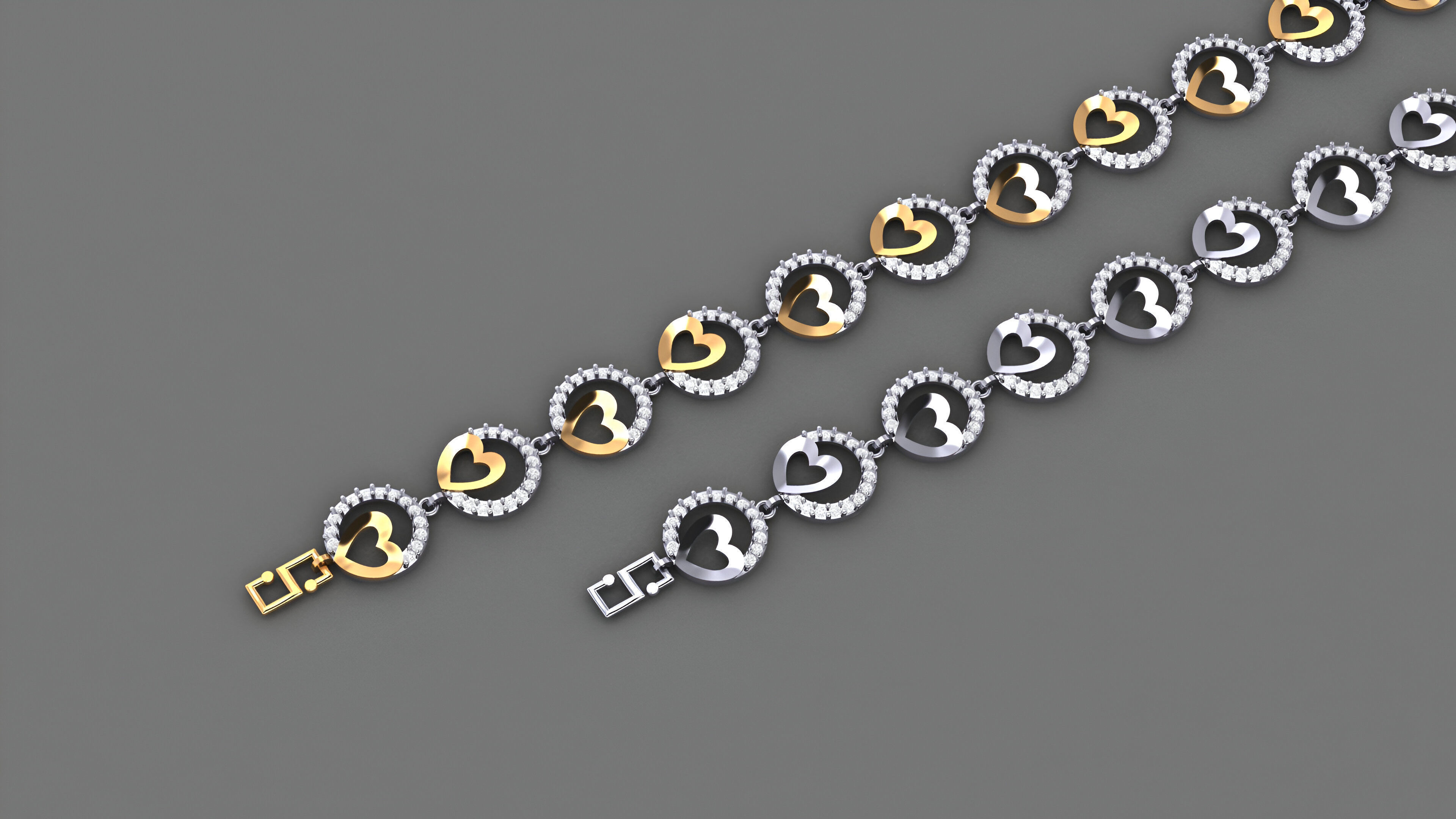 Heart Love Valentine Light Diamond Bracelet 3dm stl renders 3D print model_1